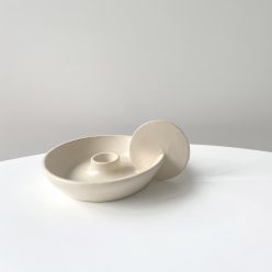 Kandelaar schijf naturel creme zijde mat